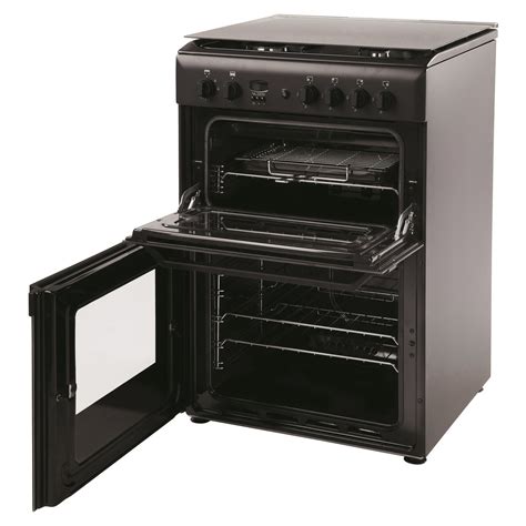 hotpoint hag51k gas cooker freestanding black